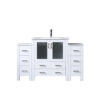 Volez 54W x 18.25D White Single Bath Vanity with Side Cabinets, White Ceramic Top, and Faucet Set