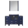 Volez 54W x 18.25D Navy Blue Single Bath Vanity with Side Cabinets, and White Ceramic Top