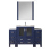 Volez 54W x 18.25D Navy Blue Single Bath Vanity with Side Cabinets, White Ceramic Top, and Faucet Set