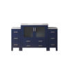 Volez 60W x 18.25D Navy Blue Double Bath Vanity with Side Cabinets, and White Ceramic Top