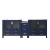 Volez 84W x 18.25D Navy Blue Double Bath Vanity with Side Cabinet, and White Ceramic Top