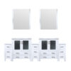 Volez 96W x 18.25D White Double Bath Vanity with Side Cabinets, White Ceramic Top, and 28Mirrors