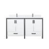 Ziva 60W x 22D White Double Bath Vanity, Cultured Marble Top and Faucet Set