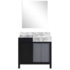 Zilara 36W x 22D Black and Grey Bath Vanity, Castle Grey Marble Top and 30Mirror