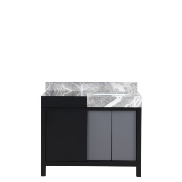 Zilara 42W x 22D Black and Grey Bath Vanity and Castle Grey Marble Top