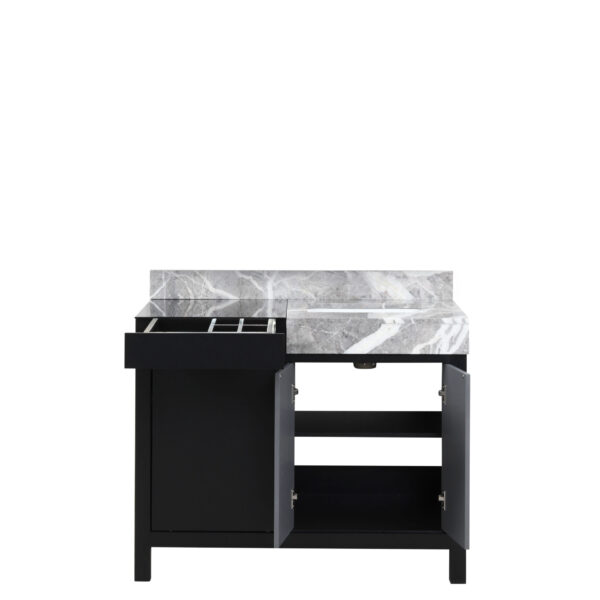 Zilara 42W x 22D Black and Grey Bath Vanity and Castle Grey Marble Top