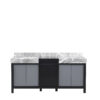 Zilara 72W x 22D Black and Grey Double Bath Vanity and Castle Grey Marble Top