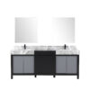 Zilara 80W x 22D Black and Grey Double Bath Vanity, Castle Grey Marble Top, Matte Black Faucet Set and 30Mirrors