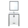 Ziva 30W x 22D White Bath Vanity, Cultured Marble Top, Faucet Set and 28Mirror