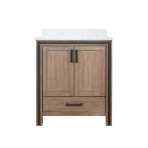 Ziva 30W x 22D Rustic Barnwood Bath Vanity and Cultured Marble Top