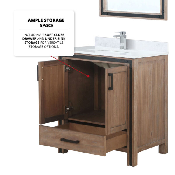 Ziva 30W x 22D Rustic Barnwood Bath Vanity and 28Mirror