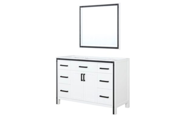 Ziva 48W x 22D White Bath Vanity and 34Mirror