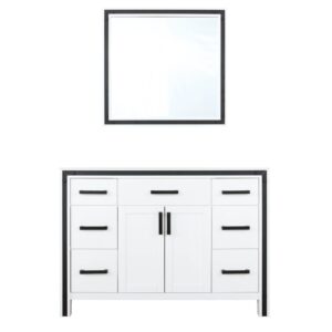 Ziva 48W x 22D White Bath Vanity and 34Mirror