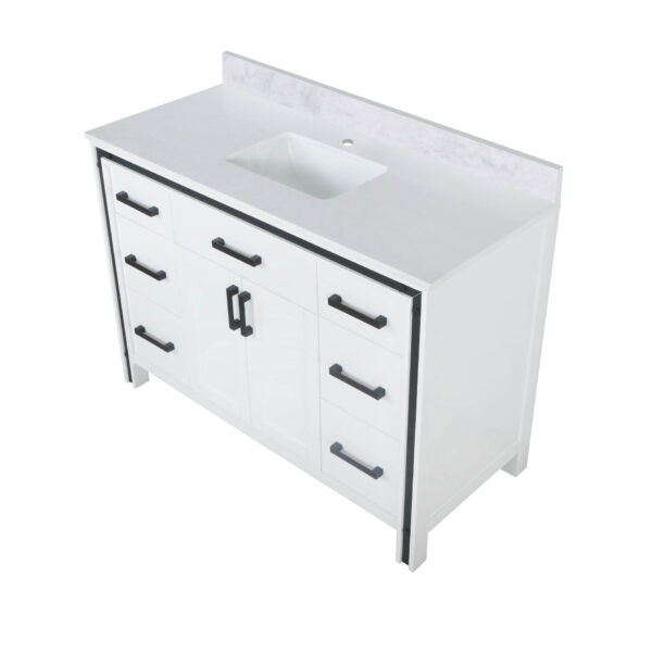 Ziva 48W x 22D White Bath Vanity and White Quartz Top