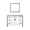 Ziva 48W x 22D White Bath Vanity, Cultured Marble Top and 34Mirror