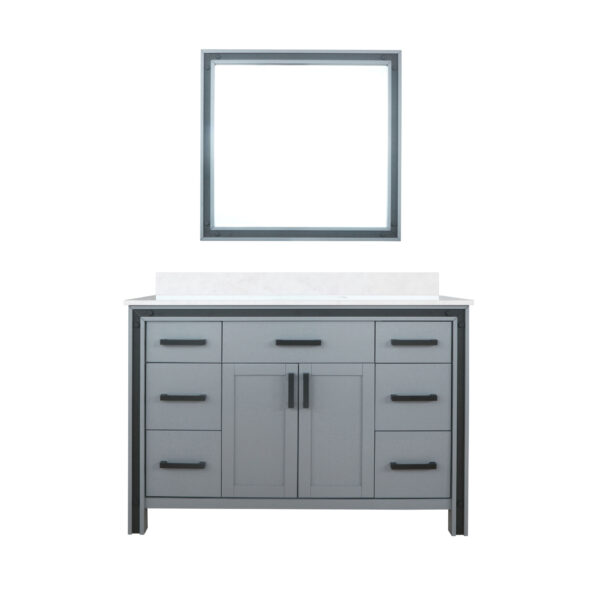 Ziva 48W x 22D Dark Grey Bath Vanity, Cultured Marble Top and 34Mirror