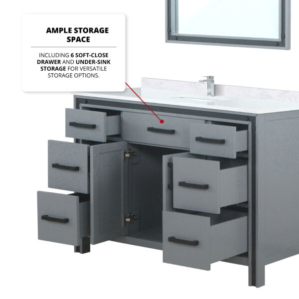 Ziva 48W x 22D Dark Grey Bath Vanity and 34Mirror