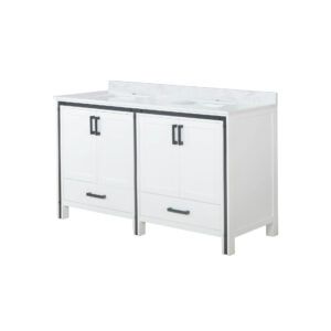 Ziva 60W x 22D White Double Bath Vanity and White Quartz Top