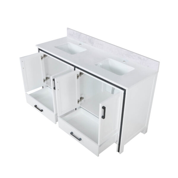 Ziva 60W x 22D White Double Bath Vanity and White Quartz Top