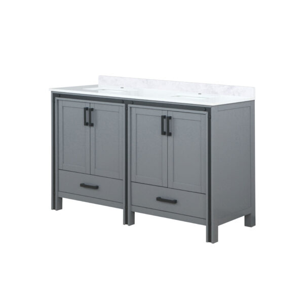 Ziva 60W x 22D Dark Grey Double Bath Vanity and White Quartz Top