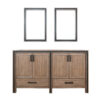 Ziva 60W x 22D Rustic Barnwood Double Bath Vanity and 22Mirrors