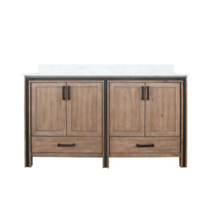 Ziva 60W x 22D Rustic Barnwood Double Bath Vanity and Cultured Marble Top