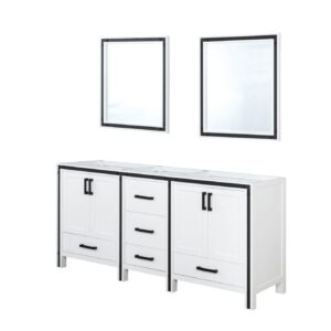 Ziva 72W x 22D White Double Bath Vanity and 30Mirrors