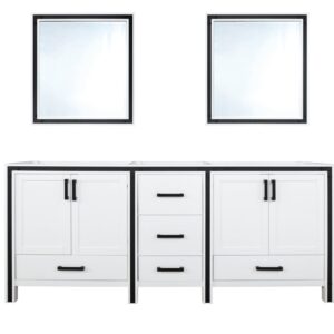 Ziva 72W x 22D White Double Bath Vanity and 30Mirrors