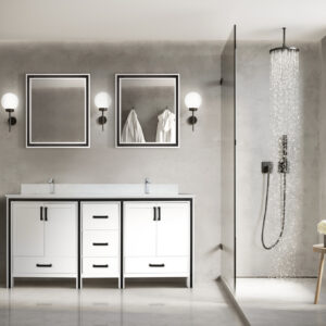 Ziva 72W x 22D White Double Bath Vanity and 30Mirrors