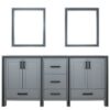 Ziva 72W x 22D Dark Grey Double Bath Vanity and 30Mirrors