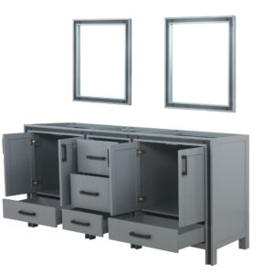 Ziva 72W x 22D Dark Grey Double Bath Vanity and 30Mirrors