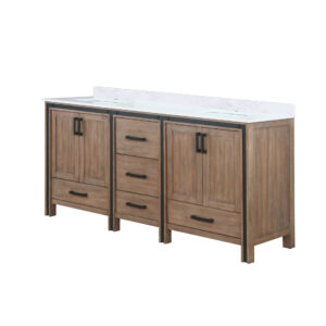 Ziva 72W x 22D Rustic Barnwood Double Bath Vanity and White Quartz Top