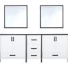 Ziva 80W x 22D White Double Bath Vanity and 30Mirrors