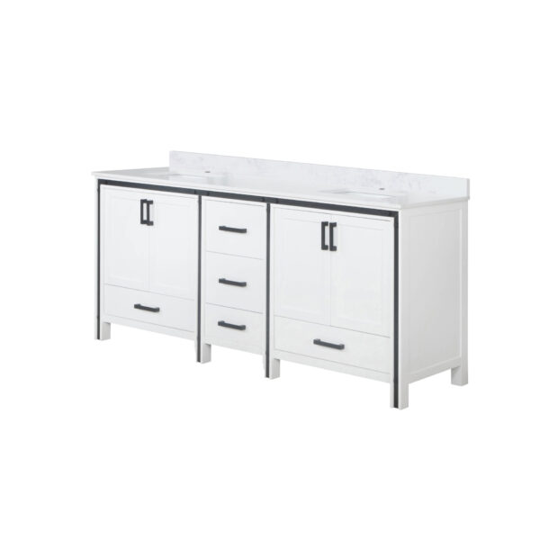 Ziva 80W x 22D White Double Bath Vanity and White Quartz Top