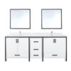 Ziva 80W x 22D White Double Bath Vanity, Cultured Marble Top, Faucet Set and 30Mirrors