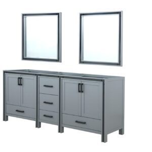 Ziva 80W x 22D Dark Grey Double Bath Vanity and 30Mirrors