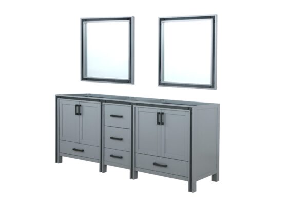 Ziva 80W x 22D Dark Grey Double Bath Vanity and 30Mirrors