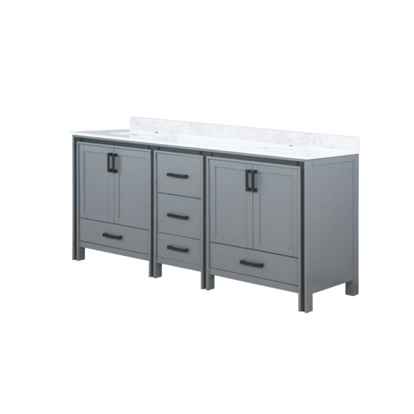 Ziva 80W x 22D Dark Grey Double Bath Vanity and White Quartz Top