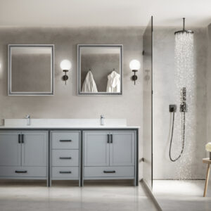 Ziva 80W x 22D Dark Grey Double Bath Vanity and 30Mirrors