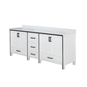 Ziva 84W x 22D White Double Bath Vanity and White Quartz Top