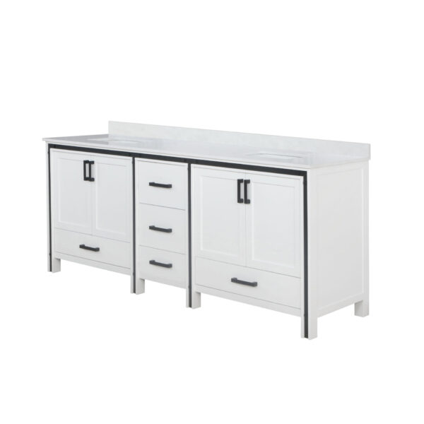 Ziva 84W x 22D White Double Bath Vanity and White Quartz Top