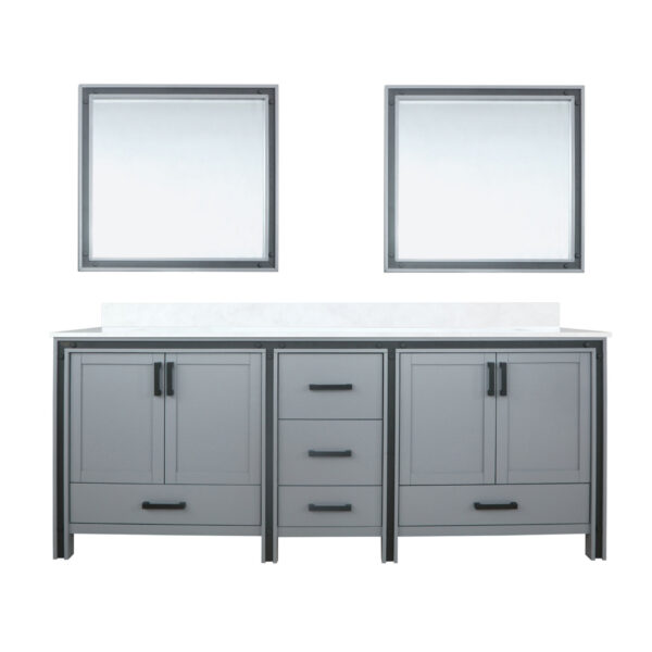 Ziva 84W x 22D Dark Grey Double Bath Vanity, Cultured Marble Top and 34Mirrors