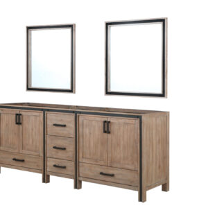 Ziva 84W x 22D Rustic Barnwood Double Bath Vanity and 34Mirrors