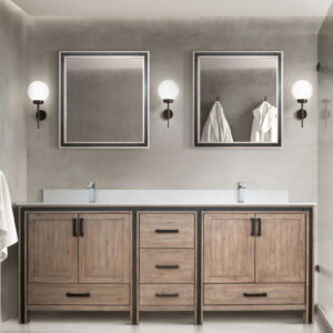 Ziva 84W x 22D Rustic Barnwood Double Bath Vanity and Cultured Marble Top