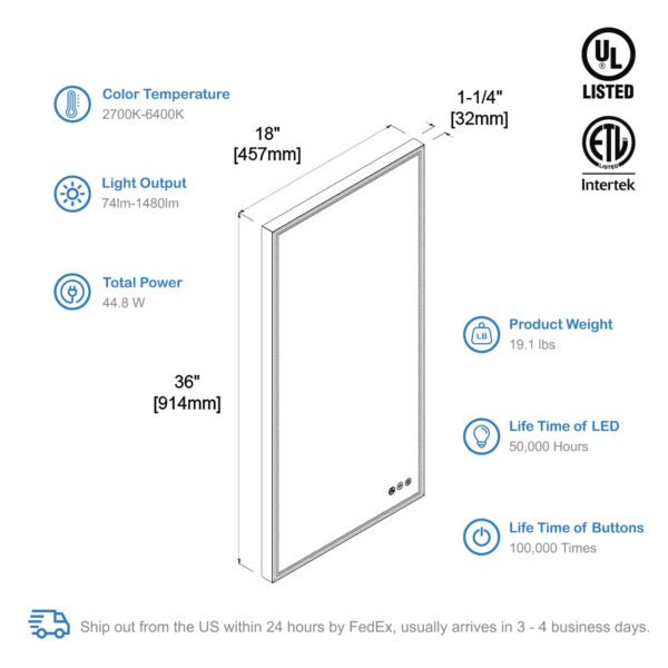 Blossom Stellar - 18" LED Mirror Brush Gold Frame