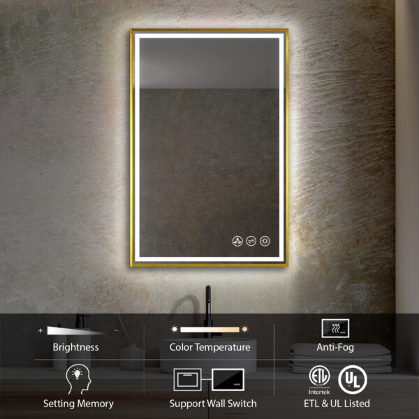 Blossom Stellar - 24" LED Mirror Brush Gold Frame