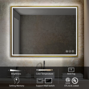 Blossom Stellar - 48 x 30 LED Mirror Brush Gold Frame