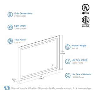 Blossom Lyra - 36'' LED Mirror