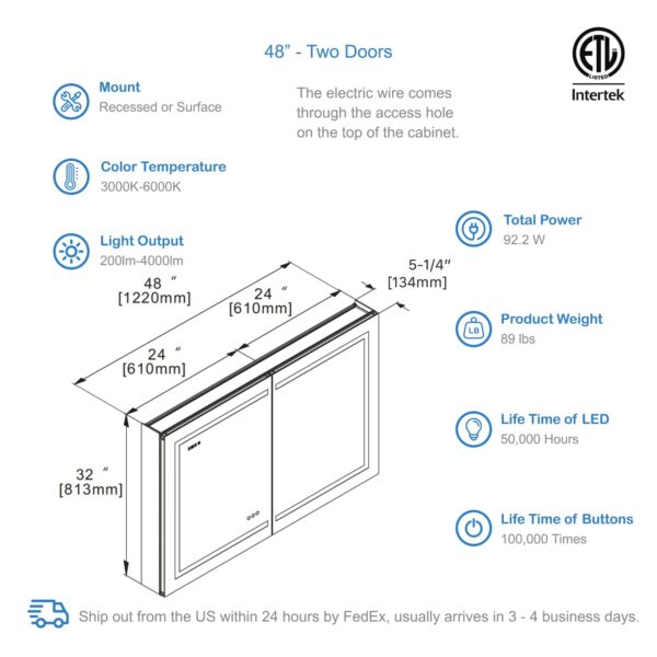 Blossom Asta - 48" LED Medicine Cabinet