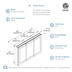 Blossom Vega - 48" LED Medicine Cabinet